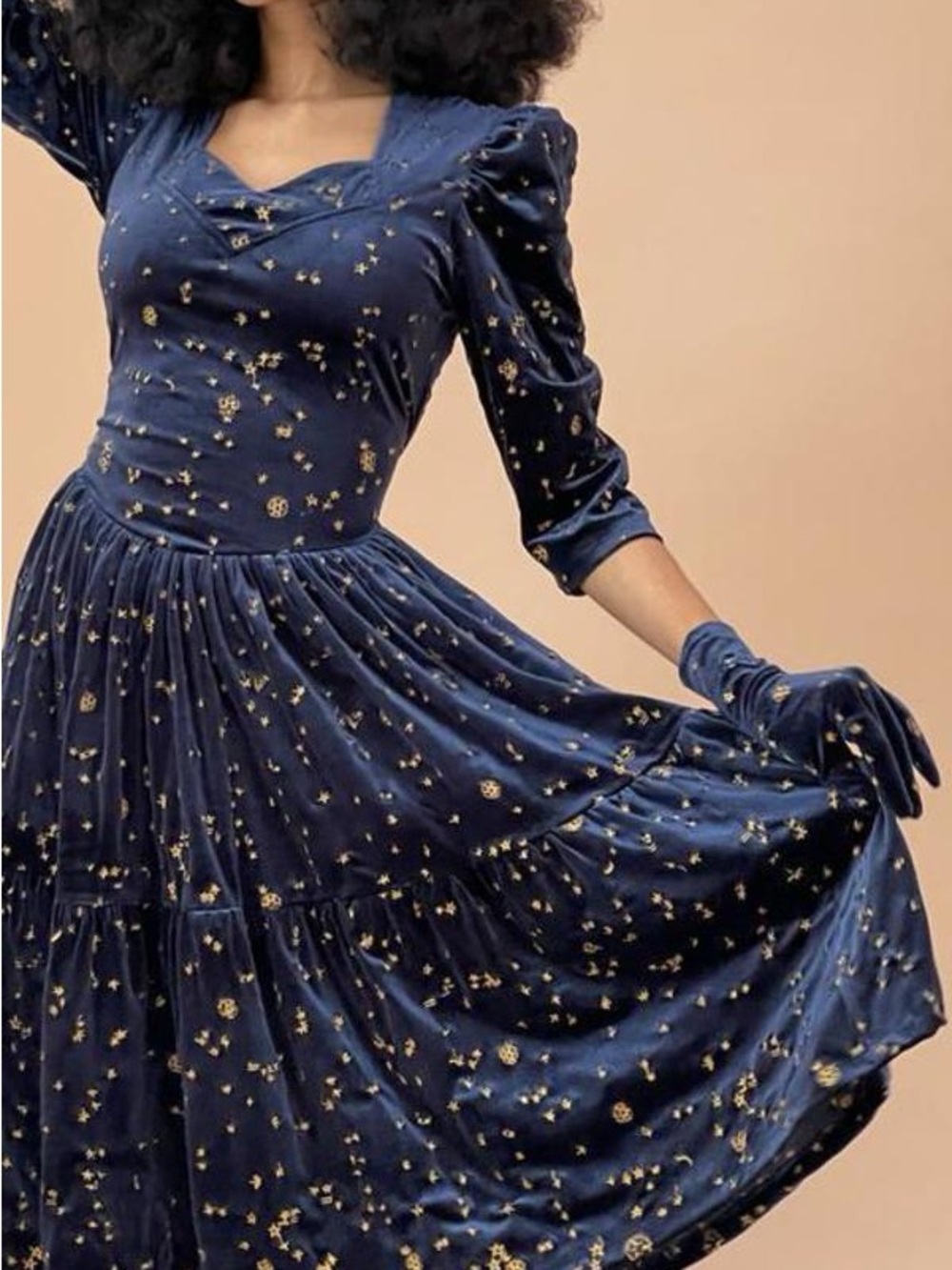Samantha Pleet Midnight Velvet celestial embroidered Midi Dress - Picture 4 of 6
